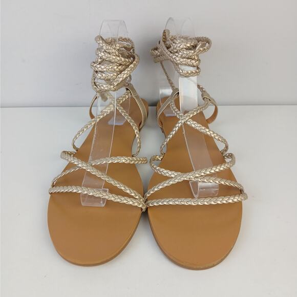 J.Crew SZ 10 Gold Braided Lace-Up Sandals Style BH869 NEW - Picture 8 of 8